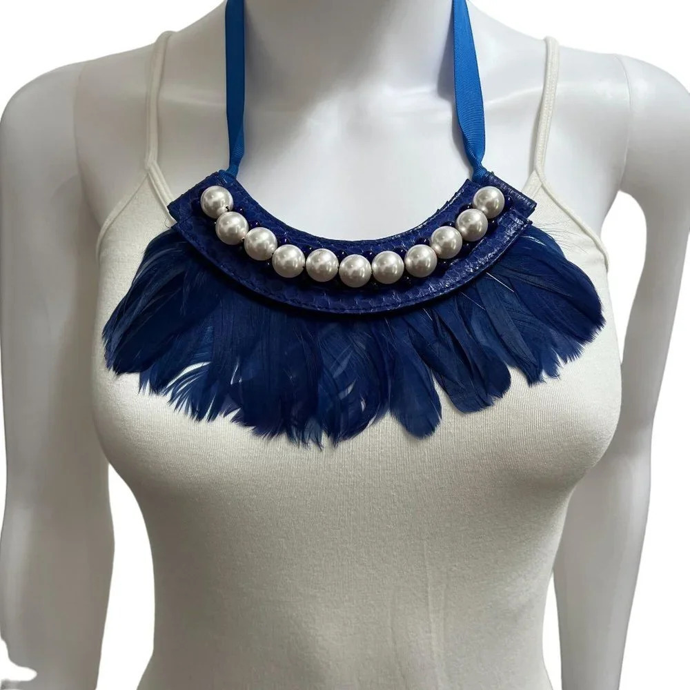 JLynch Feather & Pearl Statement Necklace - Picture 2 of 7